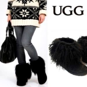 UGG Black Ankle Boots with Fur